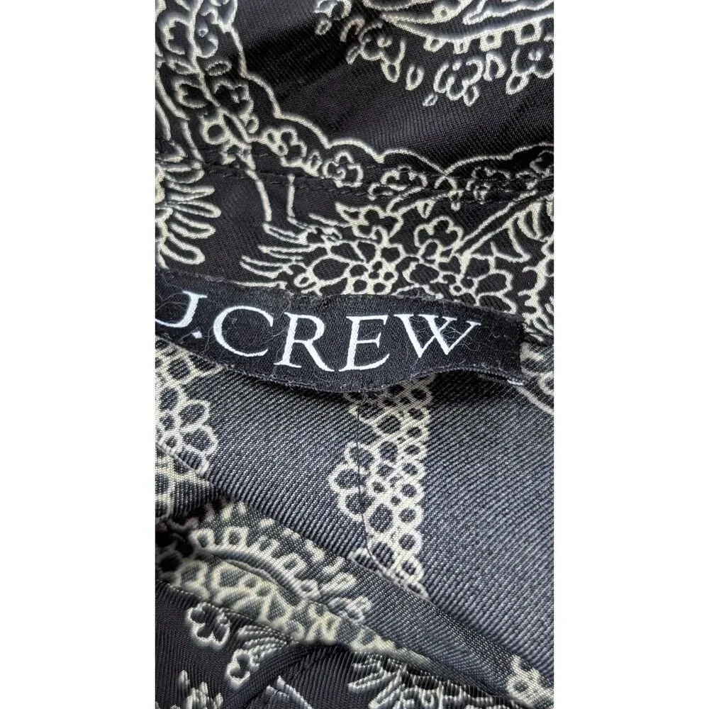 J.Crew Paisley Scarf Print Drapey Camp Collar Shirt M Boho Chic Black Cream